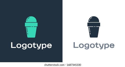 Logotype Ice cream in waffle cone icon isolated on white background. Sweet symbol. Logo design template element. Vector Illustration