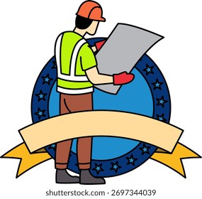 Logo-Symbol eines Der Ingenieur liest den Entwurf