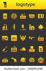 logotype icon set. 26 filled logotype icons.  Simple modern icons about  - d, Octopus, Maze, Keyboard, Symbol, Vacuum, Seahorse, Linkedin, Marijuana, Field, Branch, Pendulum, Soundcloud
