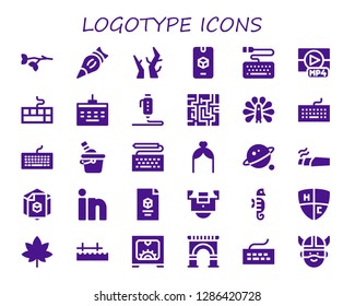  logotype icon set. 30 filled logotype icons. Simple modern icons about  - Branch, Pastry bag, Branches, d, Keyboard, Mp, Maze, Peacock, Ice bucket, Arch, Orbit, Marijuana, Linkedin