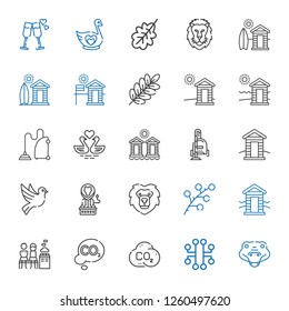 logotype icons set. Collection of logotype with crocodile, electronic, co, men only, cabin, branch, lion, dove, vacuum cleaner, cabins, swans. Editable and scalable logotype icons.