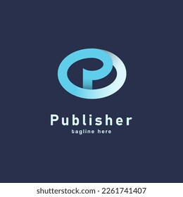 logotype initial letter P O White and Blue Circle Shape Origami Style isolated on Blue Background. Usable for Business and Branding Logos. Flat Vector Logo Design Template Element.