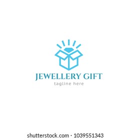 Logotype Jewellery Gift Box, Logo Vector For Shop, Store, Sale, Material, Diamond, Present