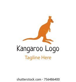 Logotype kangaroo character template for magazines, shop, store, sports translation, toys, zoo. Logo vector illustration