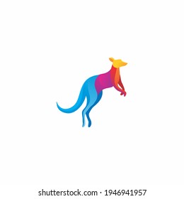 Logotype kangaroo design vector with gradient color.