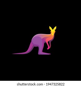 Logotype kangaroo design vector with gradient color.