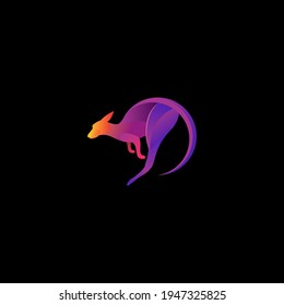 Logotype kangaroo design vector with gradient color.