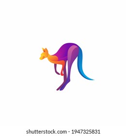 Logotype kangaroo design vector with gradient color.