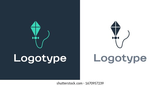 Logotype Kite icon isolated on white background. Logo design template element. Vector Illustration
