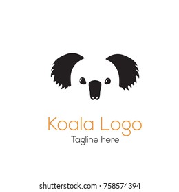 Logotype  koala head, mascot character, cartoon for green pease, animal protection, veterinarian, vet, accessories, restaurants, bars, toys shop, store, eco products. Logo vector illustration