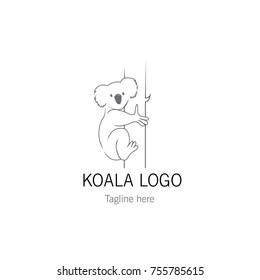 Logotype koala, symbol template, logo icon, character. Vector illustration