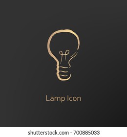 Logotype of lamp. Idea icon. Abstract vector illustration.