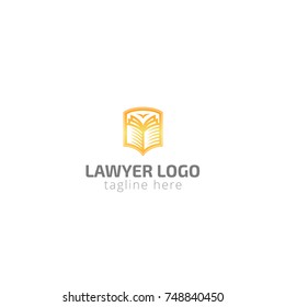 Logotype lawyer for advocate company, law, shield, security, protection of citizens, justification of innocent, sale, help, building. Logo vector illustration