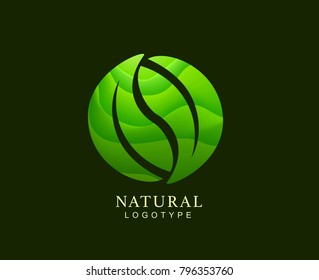 Logotype with leafs in paper style. Origami style. Natural logo for you business. Environment and ecology logo design.