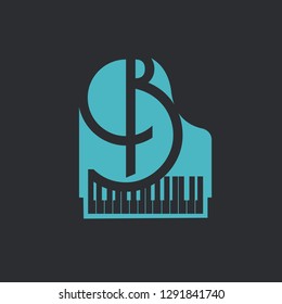 logotype, letter B and classical piano, educational logo, brand name, industrial and business, music show logo, vector logo templates