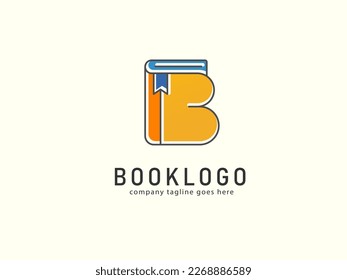 logotype letter b. cover book with marker ribbon. usable logo design for bookstore, book company, publisher, encyclopedia, library, education logo concept