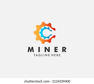 Logotype letter C Gear vector logo design illustration