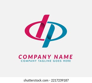 Logotype Letter D and P linked circle in red and blue color