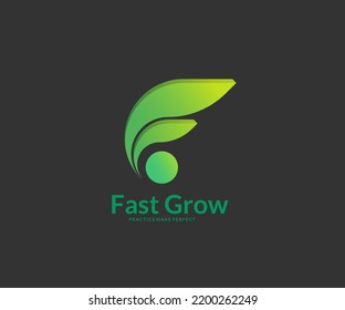 logotype letter F G in abstract green leaf, gradient green logo design vector