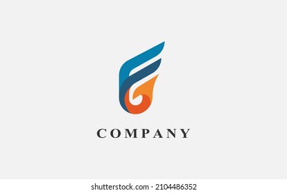 Logotype letter f an g with phoenix head abstract vector image