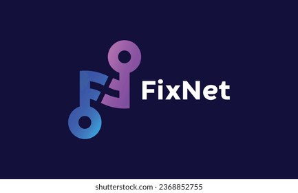 Logotype letter F and letter N key logo design minimalist for simple style