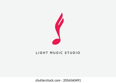 logotype letter f in red music note semiquaver eighteen, flat vector logo design usable for music course, social media logo, online course,