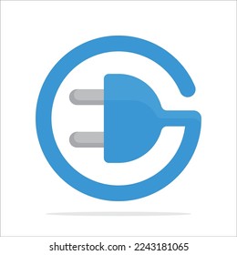 Logotype for the letter G with a combination of cable plug heads. Initial G letter name for electronics business, electricity business.