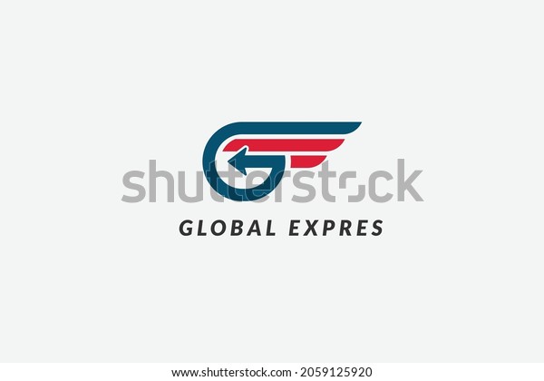logotype\
letter g with fast arrow, Fast Forward Global Express logo designs\
vector, Modern courier Expedition logo\
template