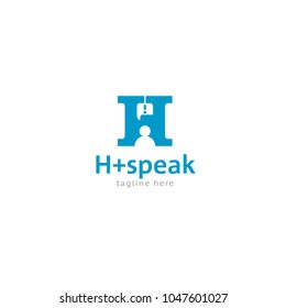 Logotype letter H plus speak for company, shop, store, people, call center logo vector