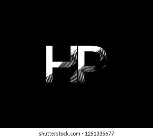 Logotype Letter HP Zebra Lines Stripes Wave Monogram Design Vector