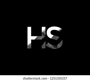 Logotype Letter HS Zebra Lines Stripes Wave Monogram Design Vector