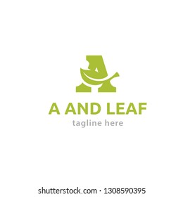 Logotype letter A and leaf for company, shop, store, lawyer, security, ecology, logo vector