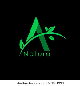 LogoType Letter A with Leaf for Nature logo
