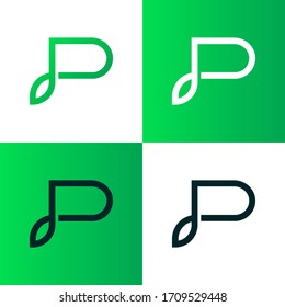 logotype letter p design. Abstract P alphabet Green Vector icon logo template. 