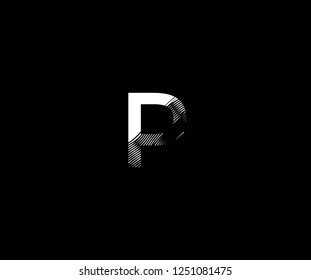 Logotype Letter P Zebra Lines Stripes Wave Monogram Design Vector