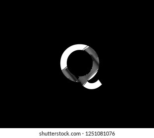 Logotype Letter Q Zebra Lines Stripes Wave Monogram Design Vector
