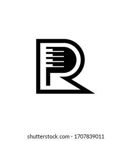 Logotype of letter r and p with hidden pianos images