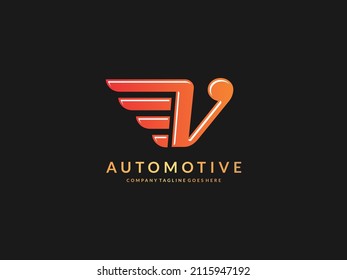 logotype letter V linked wing . Alphabet logotype vector design