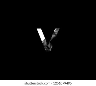 Logotype Letter V Zebra Lines Stripes Wave Monogram Design Vector