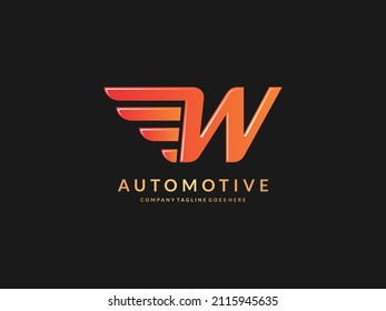 logotype letter W linked wing . Alphabet logotype vector design