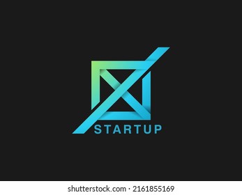 logotype letter x isolated square Logo design vector template, identity design in blue for use business.