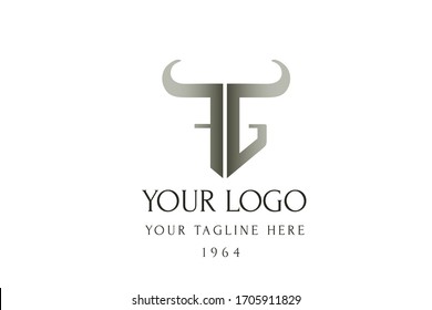 Logotype lettering f g. Shield in the form of the bull face