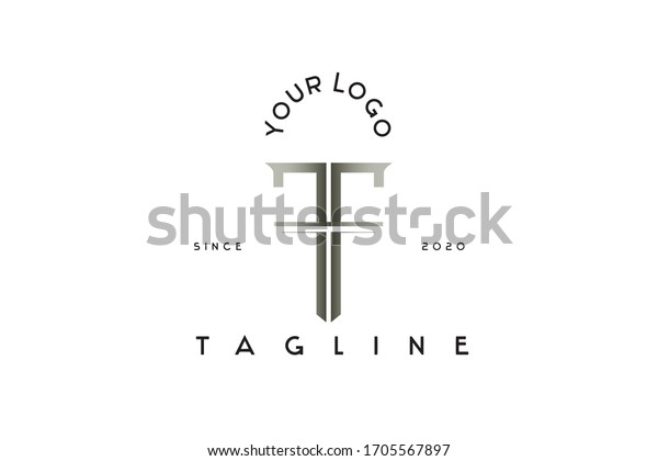 Logotype Lettering Ff G Shield Sword Stock Vector Royalty Free