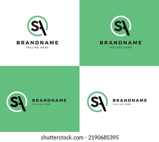 letras de logotipo S y A verde 
