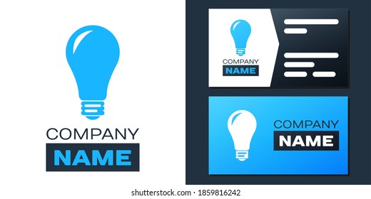 Logotype Light bulb icon isolated on white background. Energy and idea symbol. Lamp electric. Logo design template element. Vector.