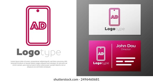 Logotype line Advertising icon isolated on white background. Concept of marketing and promotion process. Responsive ads. Social media advertising. Logo design template element. Vector