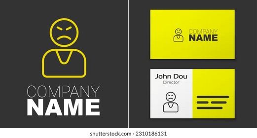 Logotype line Angry customer icon isolated on grey background. Logo design template element. Vector