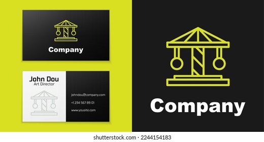 Logotype line Attraction carousel icon isolated on black background. Amusement park. Childrens entertainment playground, recreation park. Logo design template element. Vector