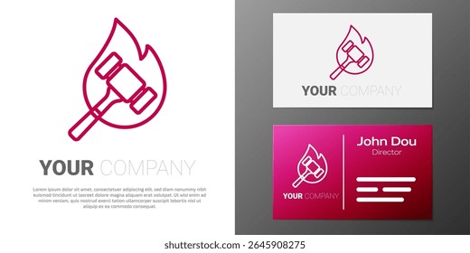 Linha de logotipo Ícone de martelo de leilão isolado no fundo branco. Gavel - martelo de juiz ou leiloeiro. Processo de licitação, acordo feito. Licitação em leilão. Elemento de modelo de design de logotipo. Vetor