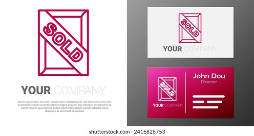 Logotype line Auction painting sold icon isolated on white background. Auction bidding. Sale and buyers. Logo design template element. Vector